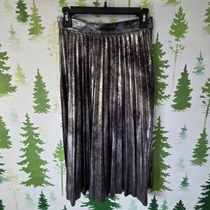 Zara Silver Pleated Midi Skirt